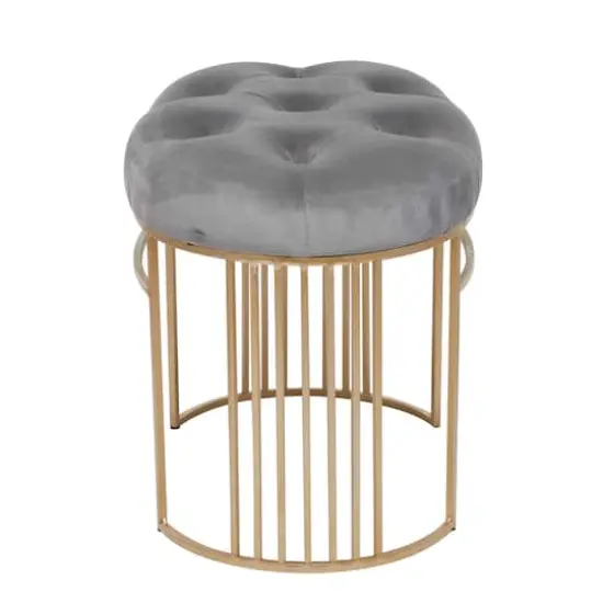 24" Velvet & Metal Glam Bench Gray {3}