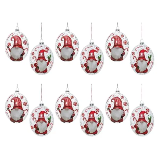 Peppermint Gnome Glass Disc Ornament Set {1}