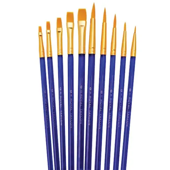 Royal & Langnickel&reg; Golden Taklon 10 Piece Brush Set, Shaders & Rounds {1}