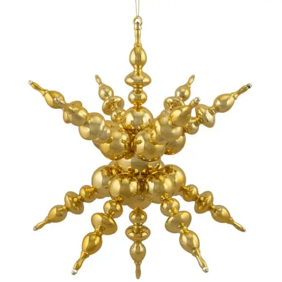 24" Shiny Gold 3D Sunburst Snowflake Commercial Christmas Ornament {1}