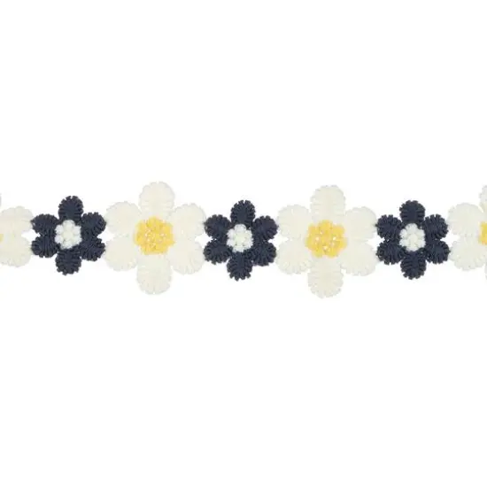 1.1" Embroidered Flower Trim by Celebrate It&reg; Black White and Yellow {3}