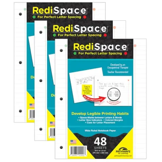 RediSpace® Wide Ruled 10.5" x 8" Notebook Filler Paper, 3 Packs of 48 {1}