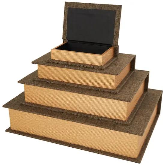 Fabric Storage Book Box Set Dark Brown {5}
