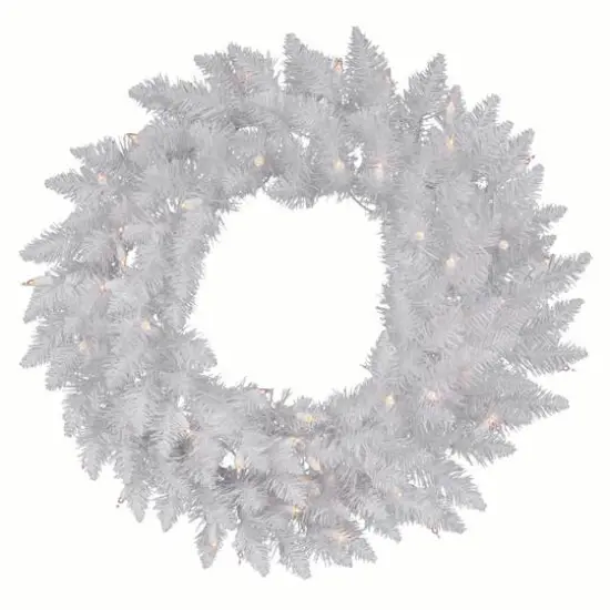 60" Sparkle White Spruce Wreath, Warm White LED Lights {1}