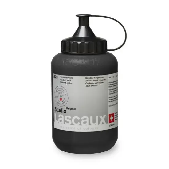 Lascaux Studio Acrylic Paint, 500mL 973 Carbon Black {4}
