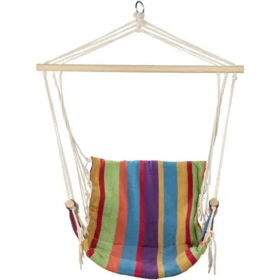 37" Multicolor Stripe Outdoor Patio Hammock Chair with Armrests {4}