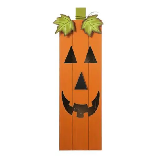 Glitzhome® 30" Lighted Halloween Wooden Pumpkin Porch Décor with Timer {7}