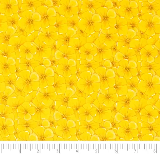 SINGER Packed Yellow Flowers Cotton Fabric {1}