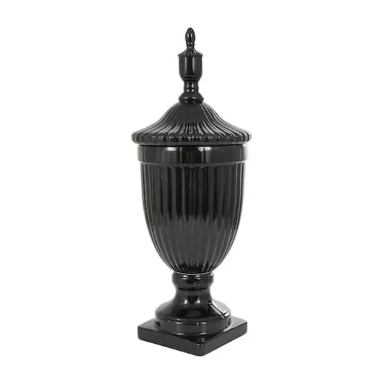 Black Ceramic Decorative Jar {1}
