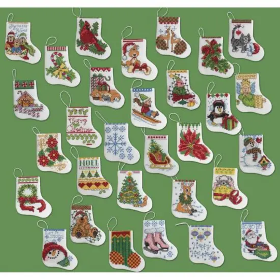 Plaid&reg; Bucilla&reg; More Tiny Stocking Ornaments Counted Cross Stitch Kit, 30ct. {3}