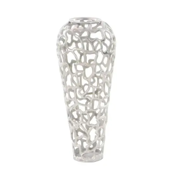 25" Silver Aluminum Contemporary Vase {4}