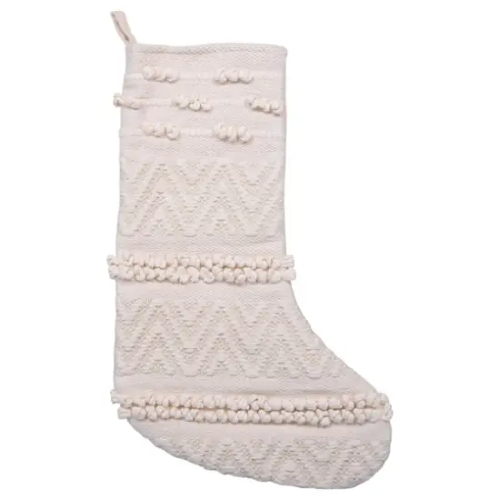 Hello Honey&reg; 21" Cream Woven Cotton Blend Stocking {1}