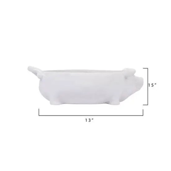 Hello Honey&reg; 12.5" White Ceramic Pig Shaped Bowl {9}