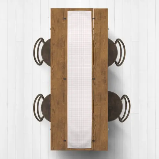 90" Pink & White Plaid Valentine's Day Table Runner {4}