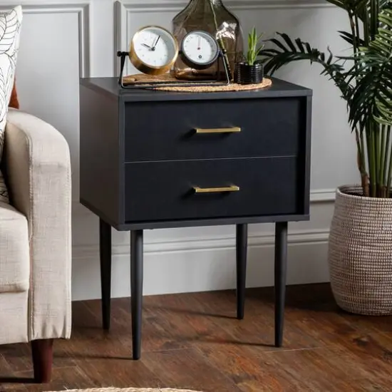 Walker Edison Black Modern Nightstand {4}