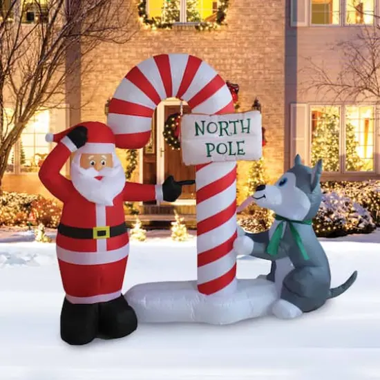 7.5ft. Inflatable Animated Puppy and Snowman {6}