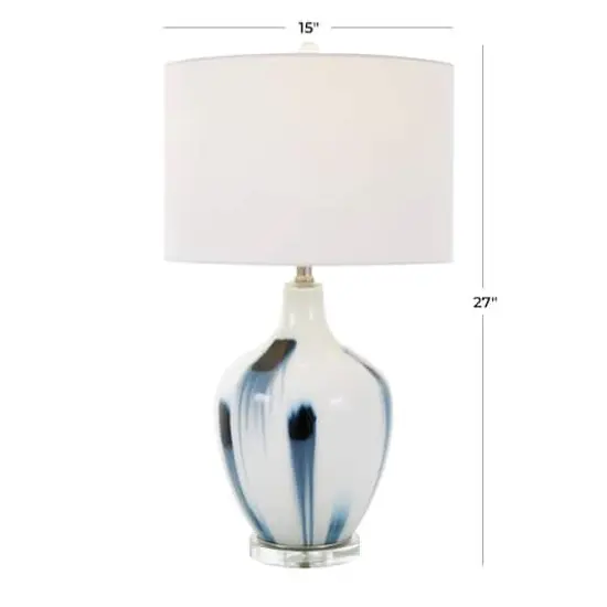 2ft. White Glass Abstract Accent Lamp with Blue Drip Splatter Design {5}