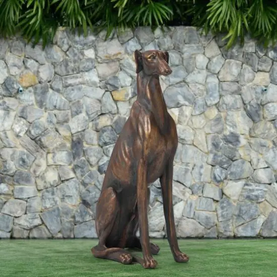 Glitzhome&reg; 30" Sitting Right Greyhound Dog Statue {4}