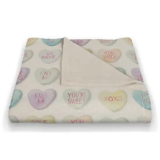 Be Mind Candy Heart Coral Fleece Throw Blanket {3}