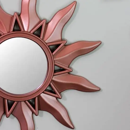 9.5" Mayan Sunburst Matte Copper Round Mini Mirror Set {4}