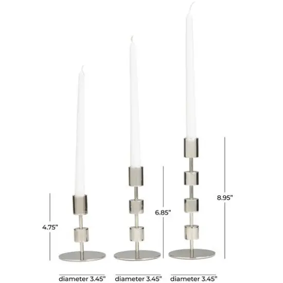 Silver Aluminum Floating Block Abstract Candle Holder with Rounded Base Set {7}