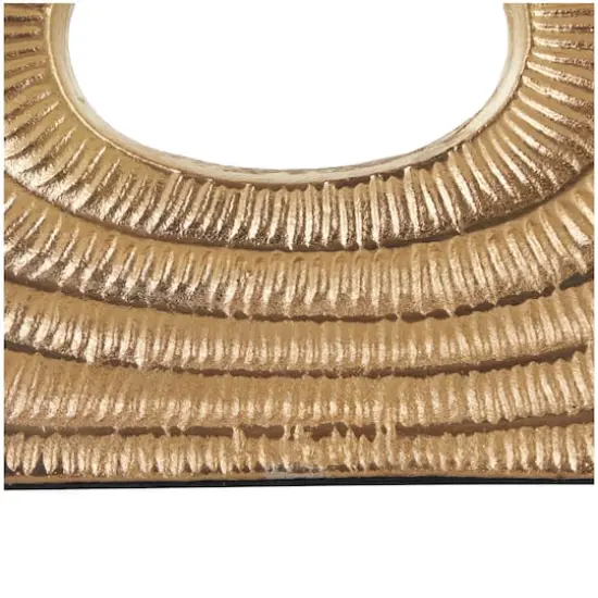 10" Gold Aluminum Geometric Circular Vase with Linear Etchings {7}