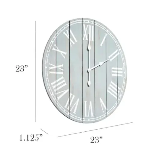 Elegant Designs 23" Wood Plank Coastal Wall Clock Light Aqua Wash {3}