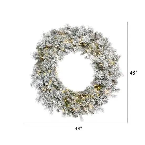 48" LED Flocked Kiana Artificial Christmas Wreath {3}