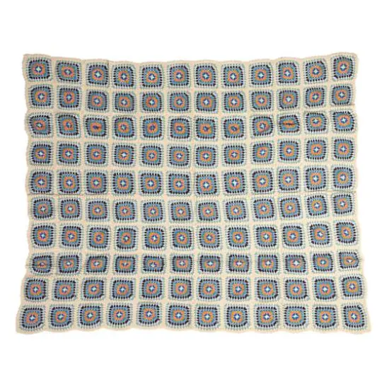 Hello Honey&reg; Multicolor Block Pattern Hand-Woven Reclaimed Cotton Crocheted Throw {6}