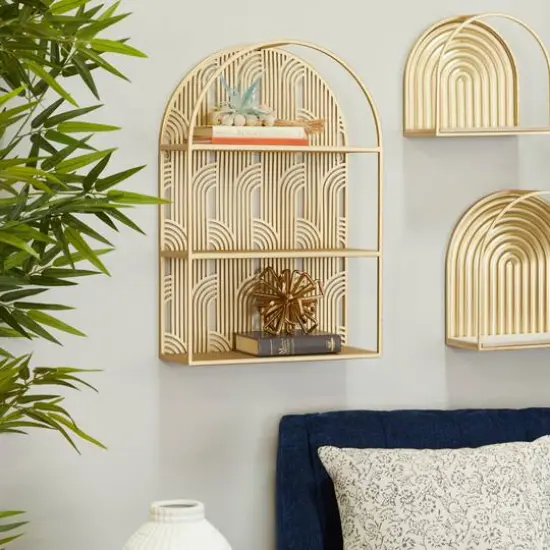 Gold Glam Wall Shelf, 16" x 6" x 24" {7}