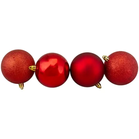 16ct. 3" Hot Red Shatterproof 4-Finish Christmas Ball Ornaments {6}