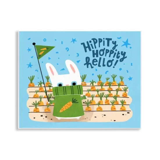 Stupell Industries Hippity Hoppity Hello Bunny Wall Plaque Art {1}
