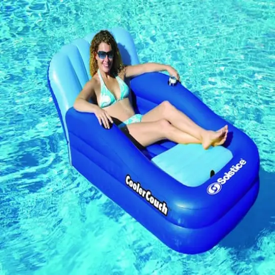 5ft. Inflatable Blue Swimming Pool Lounger with Ice Cooler {3}