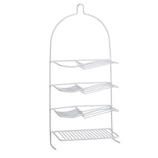 Bath Bliss White 4-Tier Rubber Shower Organizer Caddy {1}