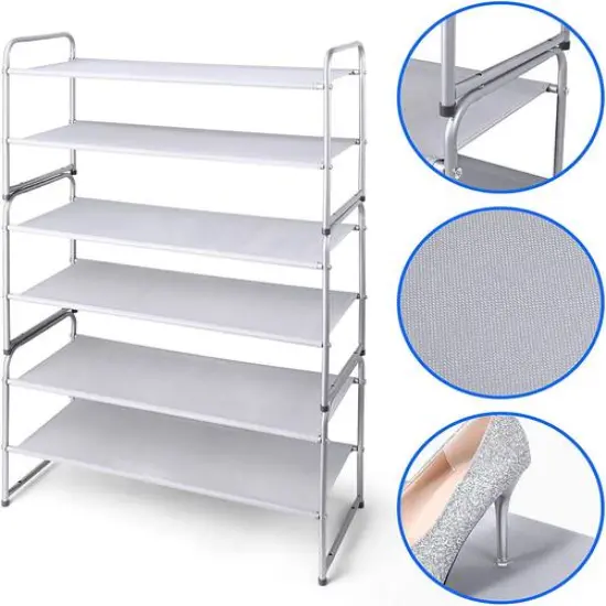 NEX&trade; Oumilen Silver 2-Tier Stackable Shoe Rack {4}