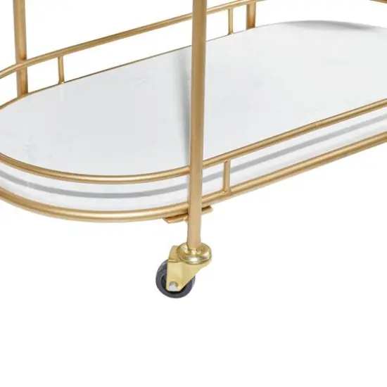 Gold Metal Contemporary Bar Cart, 33" x 31" x 16" {5}
