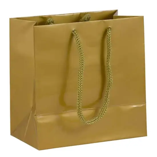 JAM Paper Small Gold Glossy Square Gift Bags, 3ct. {1}