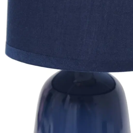 Simple Designs 10" Thimble Base Ceramic Table Lamp Navy Blue {6}