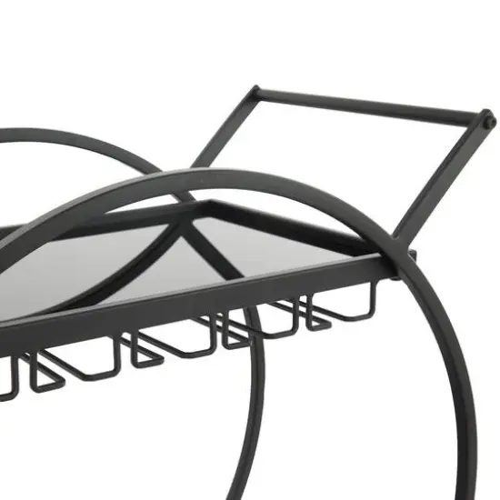 31" Metal Contemporary Bar Cart Black {6}