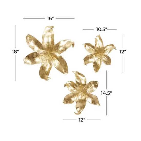 Set of 3 Gold Plastic Wall Decor 18", 14", 12" {8}