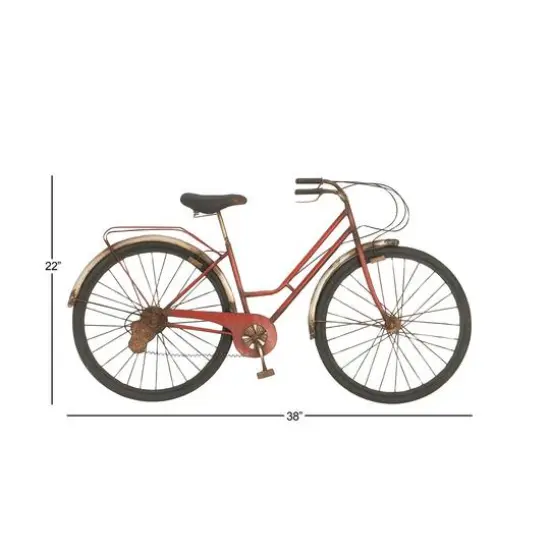 Red Rustic Metal Bicycle Wall Accent {7}
