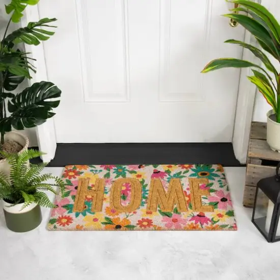Pink & Orange Floral Home Doormat {3}