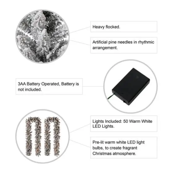 Glitzhome&reg; 9ft. LED Snow Flocked Christmas Garlands with Timer, 2ct. {9}