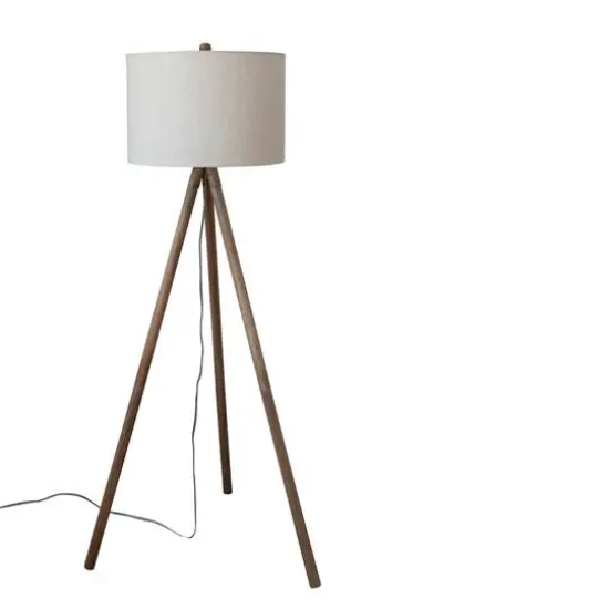 Hello Honey&reg; 5ft. Modern Wood Tripod Floor Lamp with Fabric Shade {1}