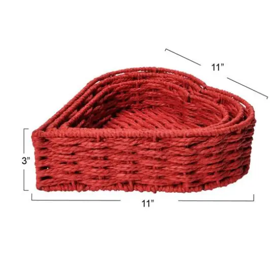 Household Essentials Nesting Paper Rope Heart Basket Set Red {4}
