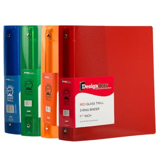 JAM Paper Designders&reg; 1.5" Glass Twill Plastic 3-Ring Binders, 4ct. {1}