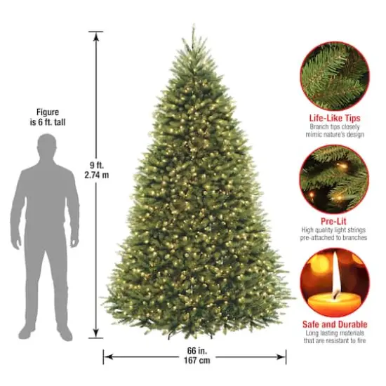 9ft. Pre-Lit PowerConnect&trade; Dunhill&reg; Fir Tree Artificial Christmas Tree, Clear Lights {7}