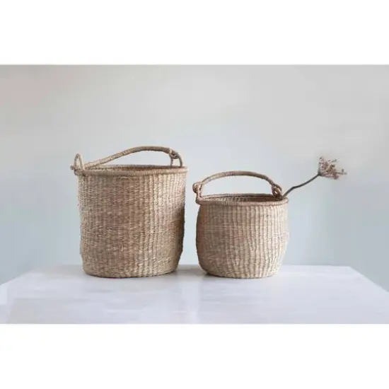 Hello Honey&reg; Handwoven Seagrass Baskets with Handles Set {2}