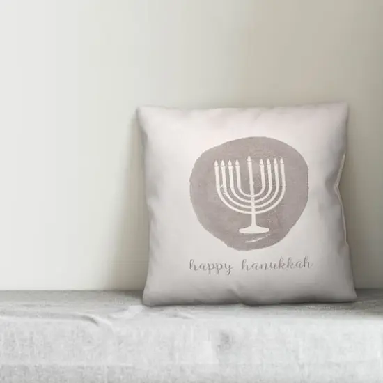 Gray Watercolor Menorah 18x18 Spun Poly Pillow {4}