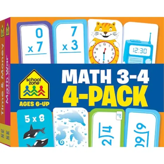 School Zone&reg; Math 3-4 Flash Card, 4 Pack {1}